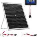 VEVOR 30W 12V Solar Panel Battery Charger, Solar Battery Trickle Charger Maintainer with Intelligent MPPT Controller & Adjustable Mount Bracket, IP67 Waterproof for Car Boat RV Motorcycle Trailer
