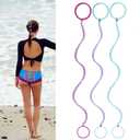 3 Packs 16" Ponytail Holder Hair Ties, Elastic Hair Wrap Braided Long Spirals No Tangle for Beach Sports Motorcycle Swimming Diving Surfing Colorful B