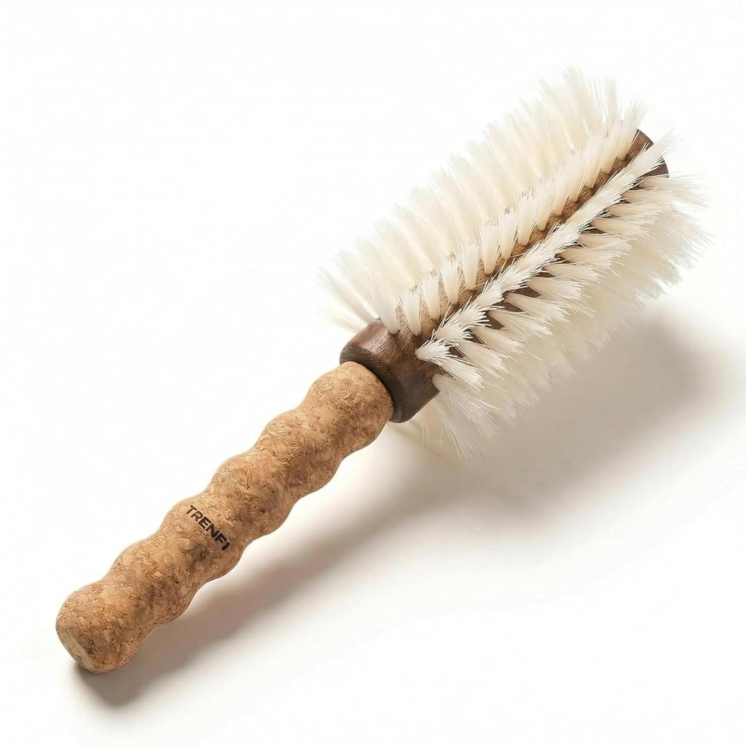 Boar Bristle Round Brush with Cork Handle  2.75 Inch Wooden Barrel with Nylon Pins for Blow Drying Fine Thin Thinning and Color-Treated Hair | Volumizing Blowout Brush for Women