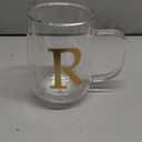 COLLECTIVE HOME - Double Walled Glass Coffee Mugs, Insulated Coffee Mug with Handle, Personalized Gifts for Women, Men, Christmas, 14 oz Monogram Cups (R)