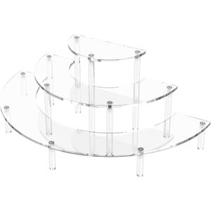 Dooiclear 3 Tier Acrylic Display Risers, Half Moon Cupcake Stand, Clear Perfume Organizer, Dessert Stand for Display, Clear Display Stand for Food, Cupcake, Perfume, Collections