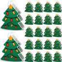 Bulyoou 24 Pack Christmas Paper Bags with Handle Reusable Christmas Tree Container Shape Thank You Gift Bags for Friends Teachers Xmas Party Gifts