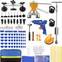 97PCS Dent Puller Kit, Paintless Auto Body Dent Repair Kit with Golden Lifter, Slide Hammer T-bar Dent Puller, Bridge Puller, Suction Cup and Glue Gun for Car Dent Remove Auto Body Dent Removal Kit