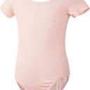 LingTing Leotards for Girls Double Strap Leotard for Gymnastic, Dance,Ballet (7-8 Years, Ballet Pink-short Sleeved)