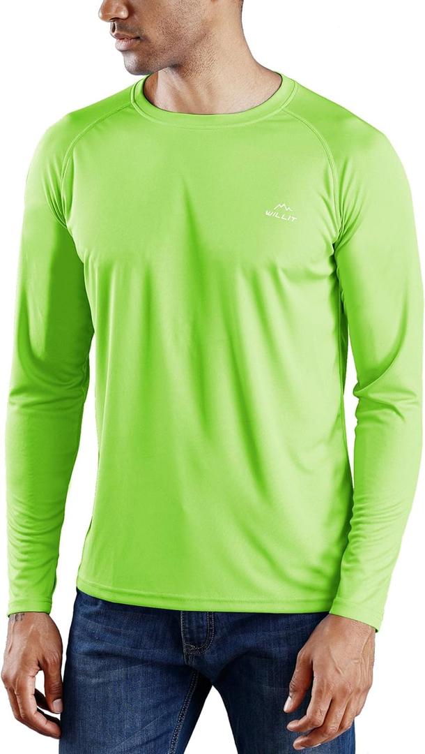 Willit Men's Rash Guard Swim Shirts UPF 50+ Long Sleeve Shirts Sun Protection SPF Hiking Fishing UV Shirt (Green, XXL)