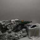 2 Pack 4 Ft Snow Flocked Christmas Entrance Tree, Artificial Xmas Tree with 60 LEDs Warm White Light Battery Operated 140 Branches 14 Pinecone Potted Tree for Outdoor Front Door Porch Home Decoration