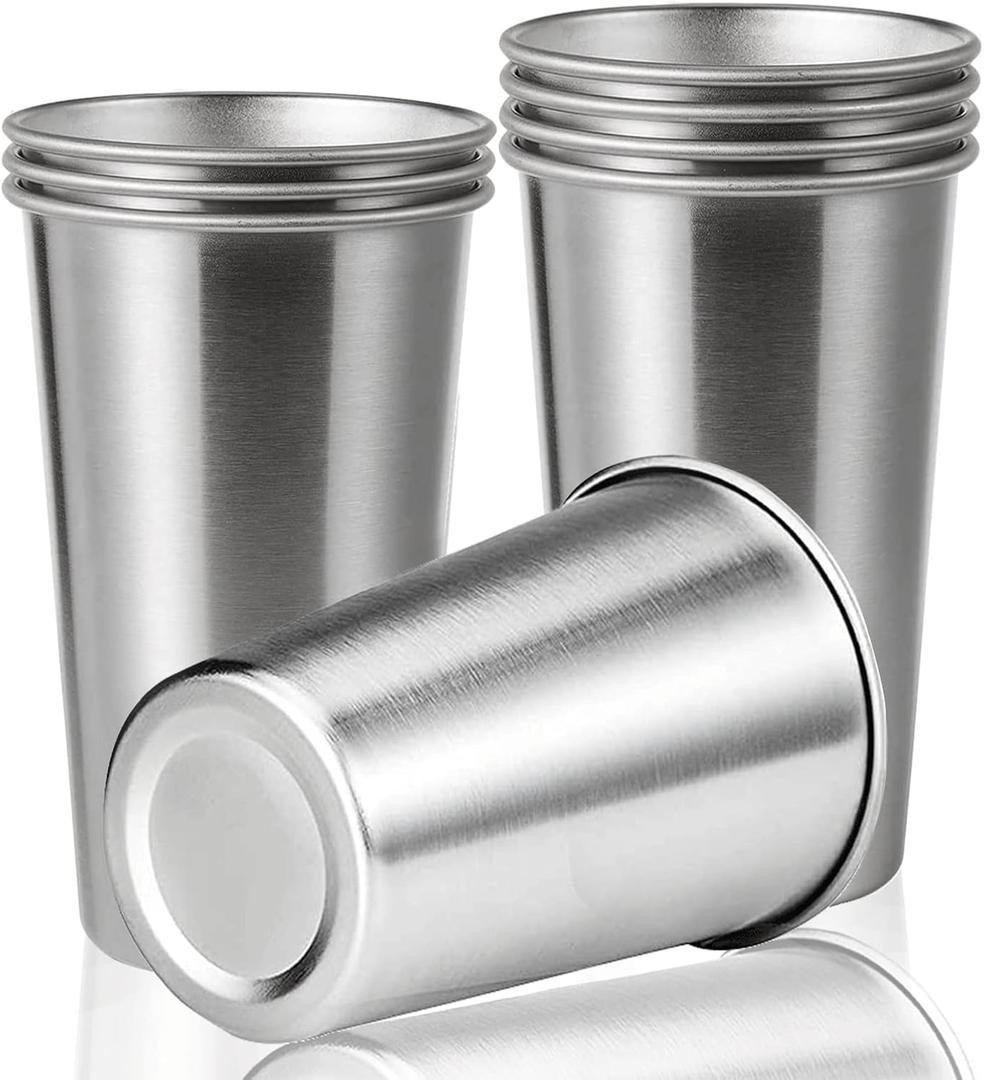 8 Pack 24oz Stainless Steel Pint Cup,Healthy Unbreakable and Stackable,Metal Drinking Glasses