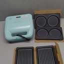 Bakers Friend 3 in 1 Mini Waffle Maker with Removable Plates, Mini Pancake Maker, Grilled Cheese Maker, Breakfast Sandwich Maker Press, Indoor Grill, Belgian Waffle Maker, Aqua