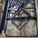 VECELO Kitchen Table with 2 Benches for 4, 43.3'' Wood Dining Room Dinette Sets with Metal Frame for Breakfast Nook and Small Space, Grey