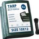 Tarp Waterproof 10x12FT Multi-Purpose Green Poly Tarps Cover 8Mil