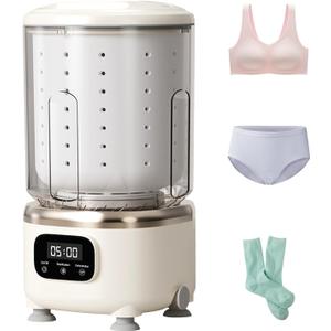 White Portable Washer with SpinDry Basket, Wash, Rinse, Spin Dry 3in1, Cordless Mini Washing Machine for Underwear, Socks, Baby Clothes, Mini Washer Machine for Travel, Apartments, Dorms