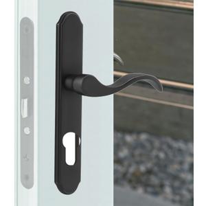 Euro Profile Storm Door Handle Set Fits for Pella Select & Larson Thru-Bolt Hardware, W/o Key Cylinder or Mortise Latch, 2-1/2" Handle PZ, 7-1/4" Trim Plate H.C., Non-Handed, Matte Black