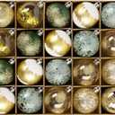 DecorbyHannah Green Gold Christmas Ornaments, 20ct 2.36 inch Ball Ornaments for Christmas Tree Decorations, Shatterproof Plastic Decorative Hanging Balls Bulk for Xmas Home Party Holiday Table Decor