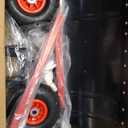 29x14 in Snow Shovel with 5-Position Angled Blade & Adjustable Handle, Heavy Duty Metal Snow Pusher Shovel with Wheels for Driveway, Doorway, Sidewalk, Pavement, Black & Red