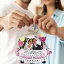 Just Married Ornament Photo Frame - Wedding Gifts for Couples 2025, Bridal Shower Gifts for Bride Newly Wed, Personalized Mr and Mrs Wooden Christmas Ornament with Picture