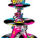 Ben Louis 3 Tier 80s Cupcake Stand Party Decorations Back to The 80's Theme Holder Retro 1980s Hip Hop Dessert Tower Birthday Cake for Neon Rock Hippie Supplies