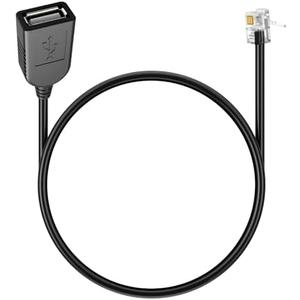 SYGGDERS USB Female to Rj9 4p4c 4-Pin Male Adapter, Suitable for Multiple Voip Telephone Cables, with 30cm Round Black Cable (RJ9 to USB 30cm)