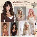 Haloo Pink Wigs with Bangs - 20 Inch Long Soft Wavy Natural Looking Synthetic Heat Resistant Hair Wig for Women Daily Party