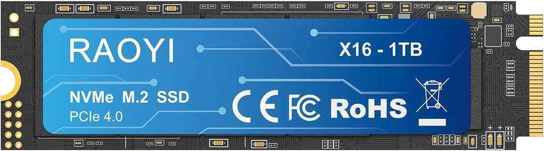 RAOYI 1TB NVMe Internal Solid State Drive M.2 2280 PCIe Gen4x4 SSD, Up to 5000MB/s, Configure SLC Cache, Storage and Memory Expansion for PS5 Laptop Desktop