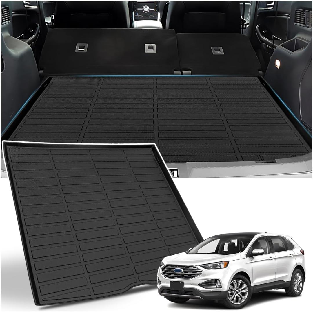 Sunsdrew Cargo Trunk Liner for Ford Edge 2015-2025 (5 Seats), Rear Cargo Mat Trunk Mat All Weather Protection Cover Accessories TPE Rubber Raised Edge