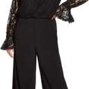 Adrianna Papell Womens Lace and Crepe Jumpsuit (size 8, Black)