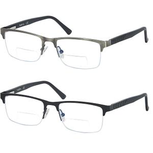 Bifocal No Line Progressive Multifocus Reading Glasses Men Multifocal Reader Blue Light Computer Metal Frame Eyeglass