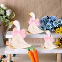 Lineshading 3 Pcs Silly Goose Birthday Party Decoration Pink Bow Wooden Silly Goose Baby Shower Decor Funny Table Centerpiece Gift for Party Favor Desk Tiered Tray, 5.9/4.7/3.9 Inch