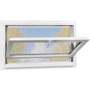 Vinyl Basement Hopper Window, Bathroom Window 32" x 18" White