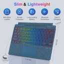 Microfiber Leather Keyboard for Surface Pro 11/10/9/8/X, Bluetooth Keyboard Type Cover with Palm Rejection Touchpad, Pen Holder, Type-C Charging, 7-Color Backlight for Microsoft Surface Pro