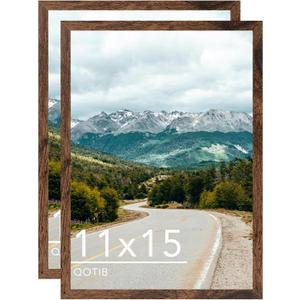11x15 Picture Frame Deep Brown for Wall Hanging, Wood 11 x 15 Frame Photo Frame for Wall Horizontally or Vertically, Deep Brown, 2 Pack