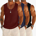 Riyiper 3 Pack Mens Big and Tall Tank Tops Waffle Knit Casual Sleeveless Shirts Plus Size Summer Muscle Tees, XL