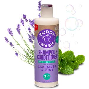 2 x Buddy Grooming Wash 2 in 1 Dog Shampoo, Lavender & Mint, 16 oz. Bottle (EXP 12/17/26)