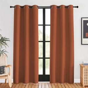 NICETOWN Halloween Blackout Draperies Curtains for Girls Room, Burnt Orange, 1 Pair, 42 x 80 inches, Nursery Essential Thermal Insulated Grommet Top Blackout Panels