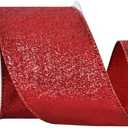 Pack Of 2 RIBBOOO Red Glitter Ribbon, 2.5 Inch 10 Yards Sparkly Wired Edge Fabric Ribbon for Craft, Wreath Bow, Gift Wrapping, Christmas Party Decoration