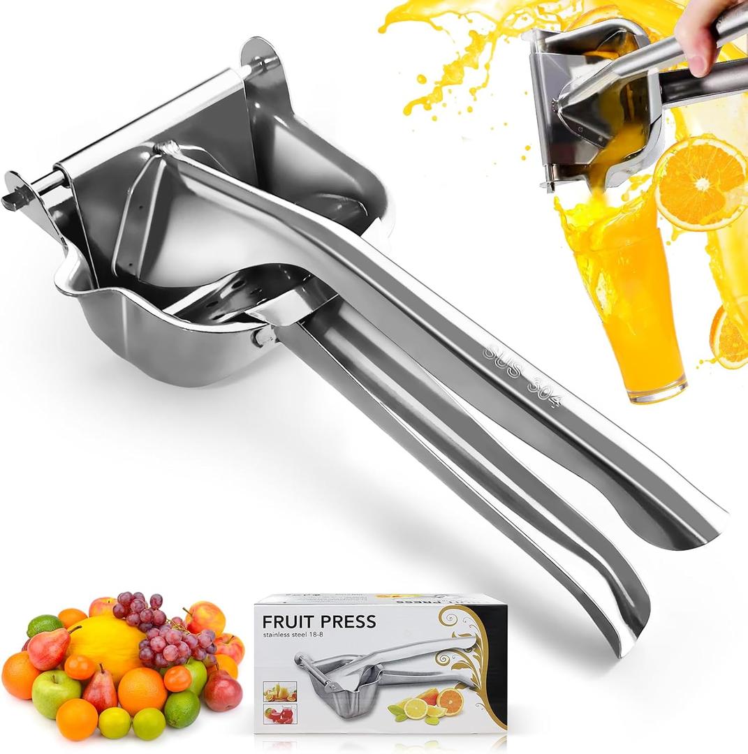 Stainless Steel Manual Juicer, Orange Juice Squeezer, Lemon Squeezer Stainless Steel, Orange Juice Squeezer, Fruit Juicer for Watermelon Lemon Orange Grapes and Other Fruit