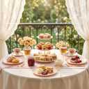 Rubtlamp 200Pcs Plastic Pink Dessert Plates with Disposable Gold Forks,Heavy Duty Pink Disposable Salad Platos,Gold Small Platos,Fancy Appetizer Plates for Mother's Day