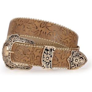 Floral Print Western Belts for Women Cowgirl Cowboy Country Leather Belt Fashion Vintage Belt for Jeans Size: Fit Waist Size 33"-39"