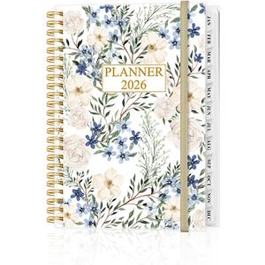 Planner 2026 - Weekly & Monthly Planner from January 2026 to December 2026, Agenda 2026 with Inner Pocket, Elastic Band, 6.4" x 8.5", Crushed Flower