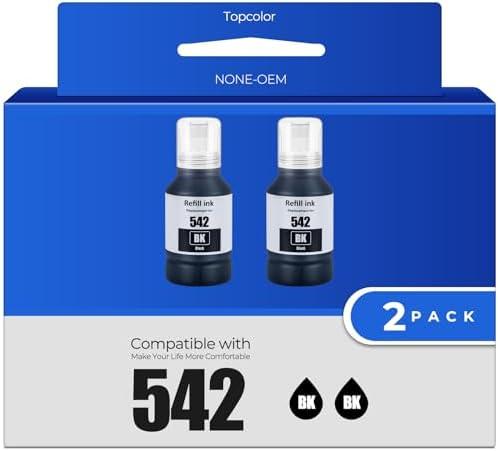 Topcolor 542 Ink Refill Bottle Black ET-5850 ET-5150 ET-5170 ET-16650 Replacement for 542 Ink Refill Bottles Work with ET-5850 ET-5150 ET-5170 ET-5800 ET-5880 ET-16650 ET-16600 ET-5180