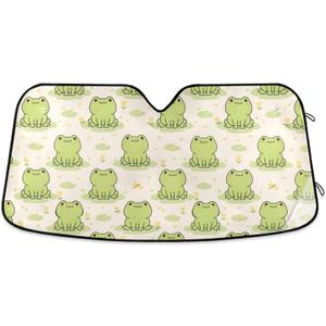 Car Windshield Sun Shade Foldable, Cute Frog Sun Shade for Car Truck Window Front Windshield, Blocks UV Rays Sun Visor Protector Sun Heat Reflector to Keep Your Vehicle Cool, Medium 
