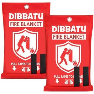 DIBBATU Fire Blanket for Home and Kitchen, Fire Blankets Emergency for Home, Emergency Fire Blankets Retardant for House, Fireproof Blanket, Survival FireBlanket for Kitchen,Fireplace, Grill, BBQ 4 Pack
