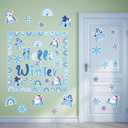 112 Pcs Winter Bulletin Board Cut Outs Hello Winter Rainbow Themed Bulletin Board Decorations Snowflake Snowman Cutouts Set Trim Borders for Kids Home School Classroom Decor