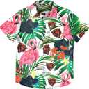 FOCO Men's NFL Team Logo Floral Aloha Tropical Flamingo Button Up Shirt (X-Large)