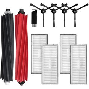 Replacement Parts Accessories Compatibale for Roborock S8 Pro Ultra / S8 / S8+ Robotic Vacuum Cleaners Include: 1 Dual Roller Main Brush 4 Side Spin Brushes 4 Hepa Filter Attachments
