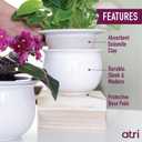 African Violet Pots Self Watering  6.5W x 4.6H Ceramic Self Watering Pots for Indoor Plants with Glazed White Outer Pot & Absorbent Inner Pot for Easy Plant Care