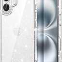 JETech Glitter Case for iPhone 16 6.1-Inch, Bling Sparkle Shockproof Phone Bumper Cover, Cute Sparkly for Women and Girls (Clear)