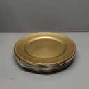 MAONAME Gold Charger Plates Set of 12, Foil 13" Plate Chargers with Beaded, Plastic Round Chargers for Dinner Plates, Table Setting