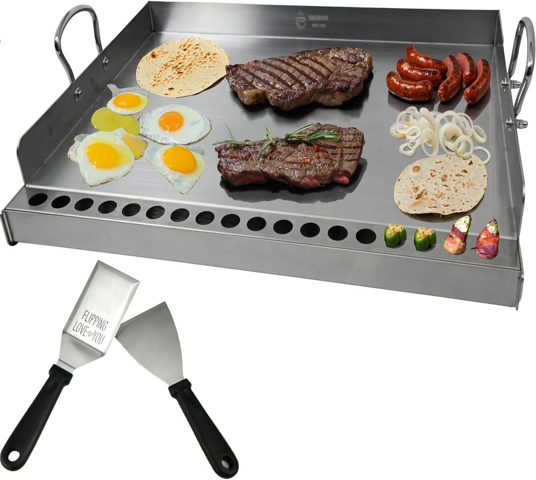 Nonstick Griddle for Gas Grill,Stainless Steel Griddle for Outdoor Gas & Charcoal Grills, 23" x16" Nonstick Coating FlatTop Insert Cooking Pan for Weber Charbroil Camp Chef Grill