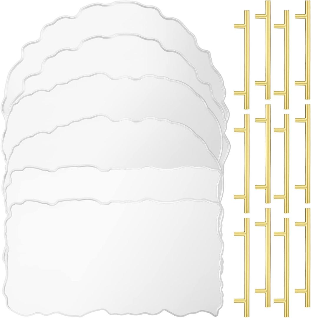 Hoolerry 18 Pcs Large Resin Tray Molds with Gold Handles Silicone Irregular Casting Epoxy Molds Agate Geode for DIY Crafts Making Faux Agate Tray Serving Board Home Decor (Comprehensive)