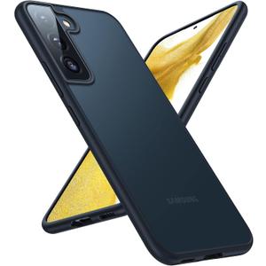 TORRAS Shockproof Galaxy S22 Case, [Military Grade Drop Tested] Translucent Matte Hard Back & Soft Edge Slim Protective for Samsung S22 Case Guardian Series, Black (Blue)